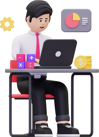 3d Businessman Doing Online Accounting illustration